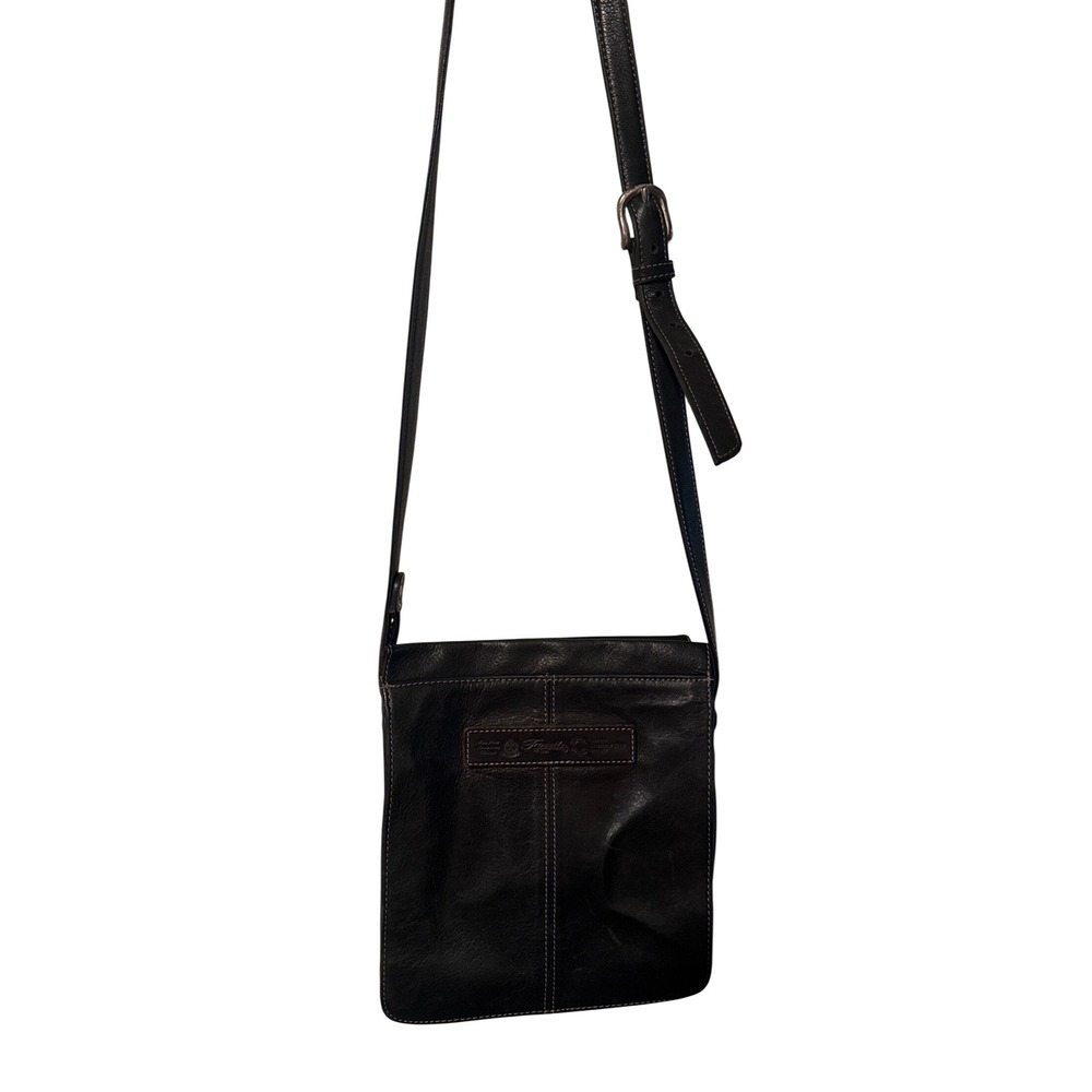 Fossil Black Leather Crossbody Bag Signature Key Charm Organizer 75082 9 x 8 - Picture 3 of 16